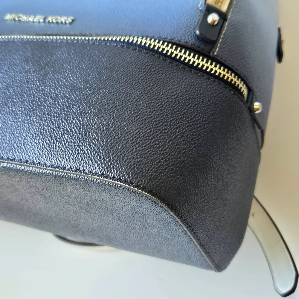 Retired MICHAEL KORS Rhea Medium Ombré Logo Backpack Navy Chambray Colorblock - Picture 9 of 14